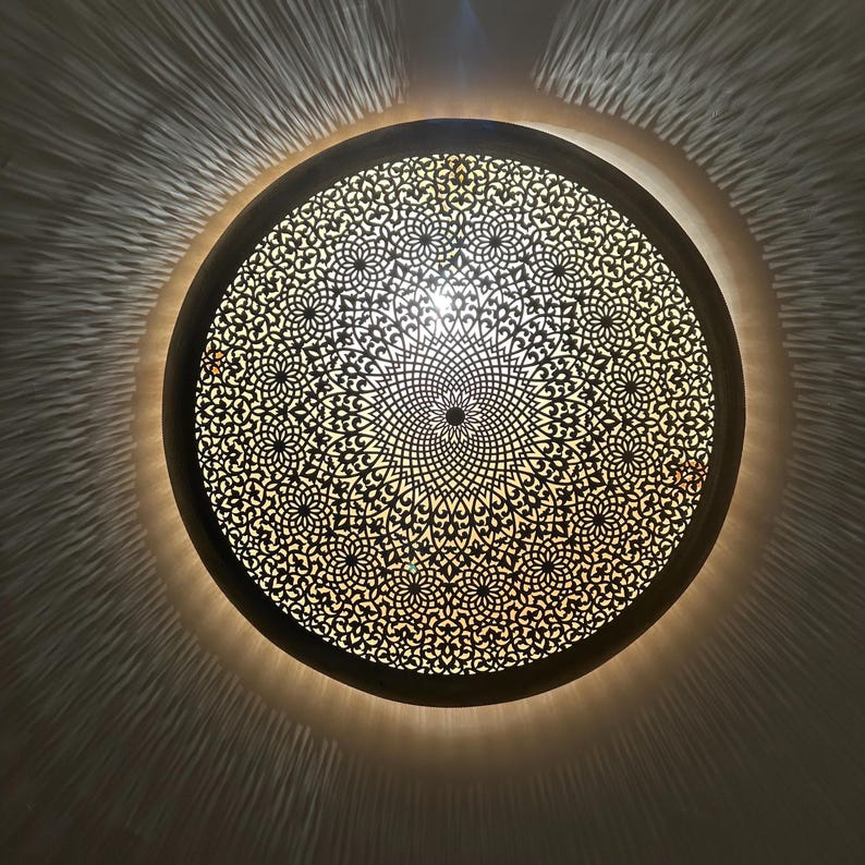 Order by Size : Moroccan handmade brass round wall light lamp (zagora)