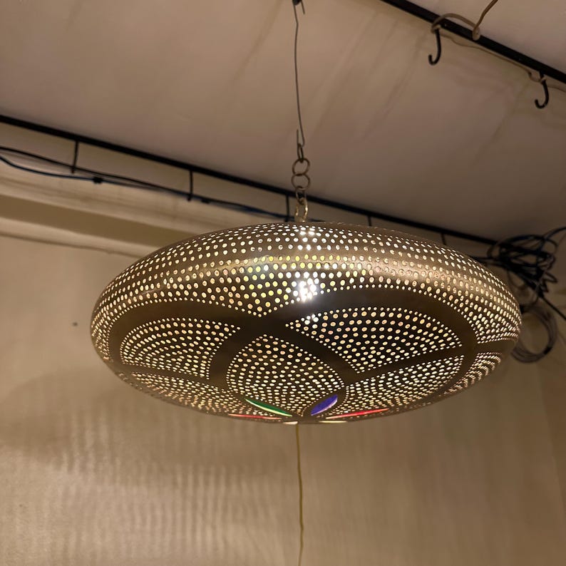 Order by Size : Moroccan Handmade Brass Ceiling Pendant Light (Yusra)