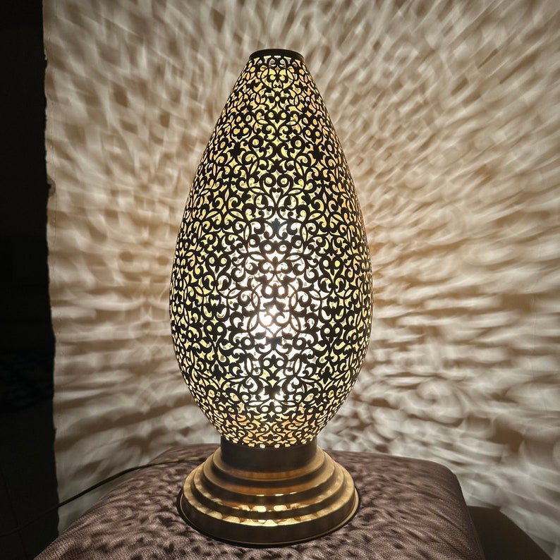 Order by Size : Moroccan Handmade Brass Table Lamp (Layan)