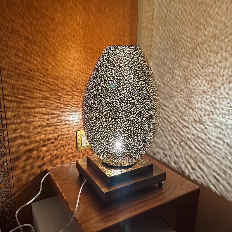 Moroccan Handmade Brass Table Lamp (Kunood)