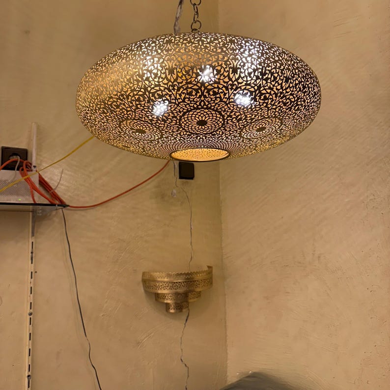 Order by Size : Moroccan Handmade Brass Ceiling Pendant Light (Nuraan)