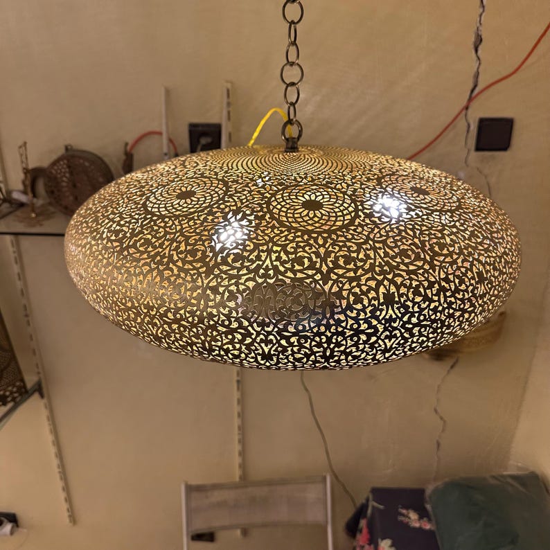 Order by Size : Moroccan Handmade Brass Ceiling Pendant Light (Nuraan)