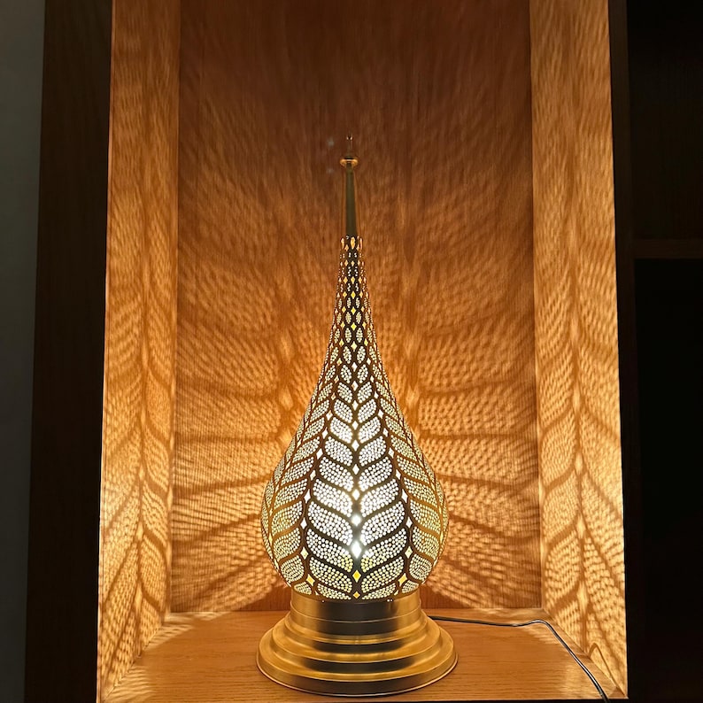 Moroccan Handmade Brass Table Lamp (Dalal)