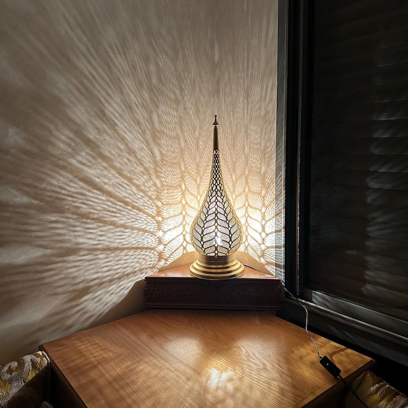 Moroccan Handmade Brass Table Lamp (Dalal)