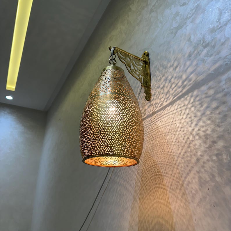 Moroccan handmade sconce brass wall light (Elina)
