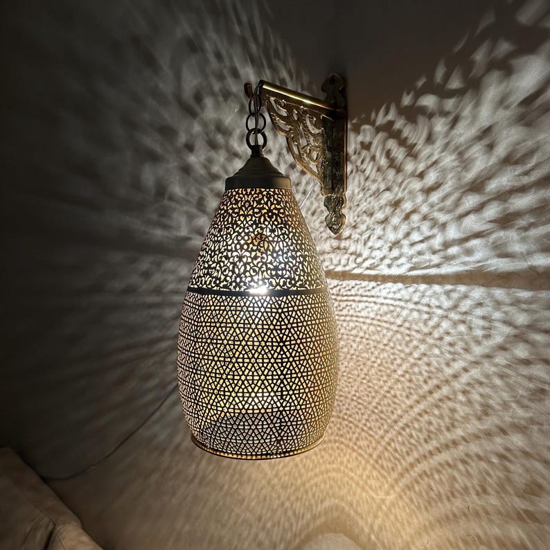 Moroccan handmade sconce brass wall light (Elina)