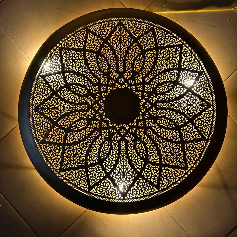 Order by Size : Moroccan handmade brass round wall light lamp ( kenitra)