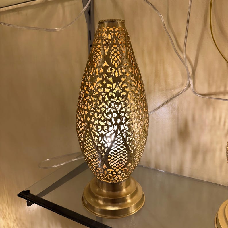 Order by Size : Moroccan Handmade Brass Table Lamp (Dania)