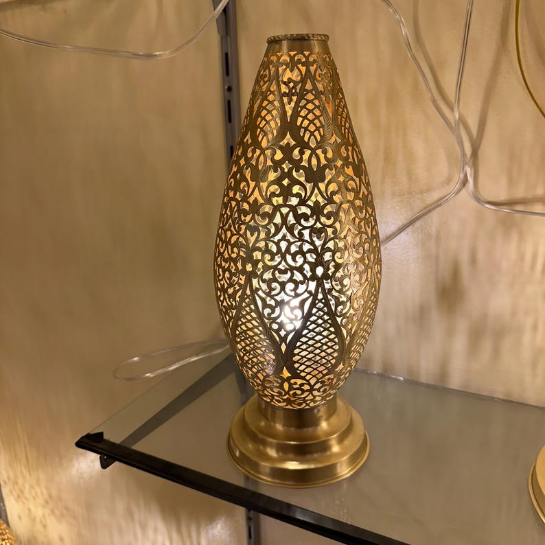 Order by Size : Moroccan Handmade Brass Table Lamp (Dania)