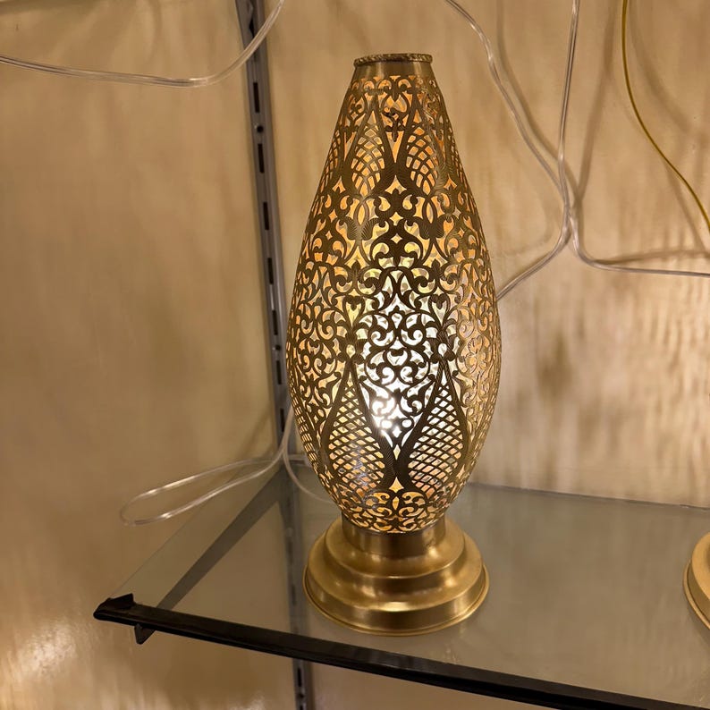 Order by Size : Moroccan Handmade Brass Table Lamp (Dania)