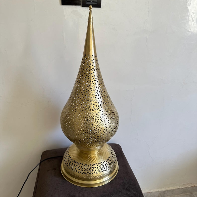 Order by Size : Moroccan Handmade Brass Table Lamp (ghazala)