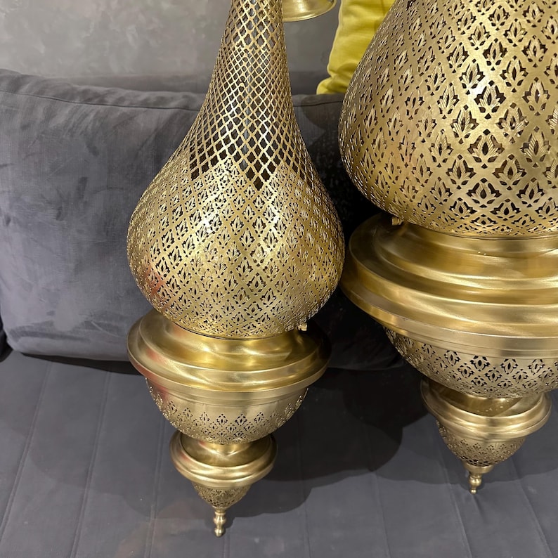 Order by Size : Moroccan Handmade Brass Ceiling Pendant Light (Tadda)