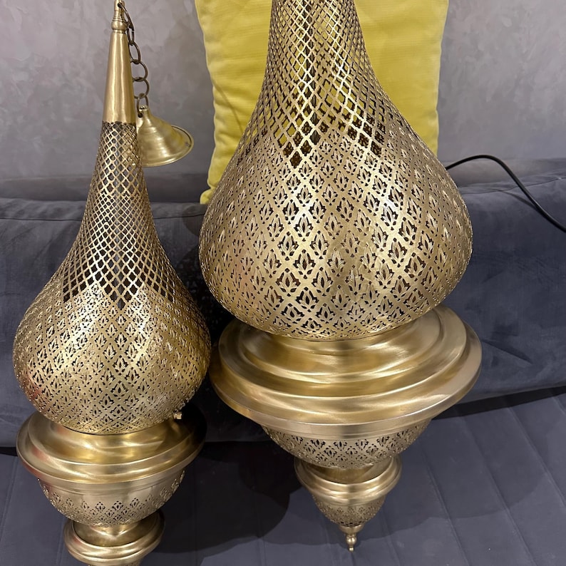Order by Size : Moroccan Handmade Brass Ceiling Pendant Light (Tadda)
