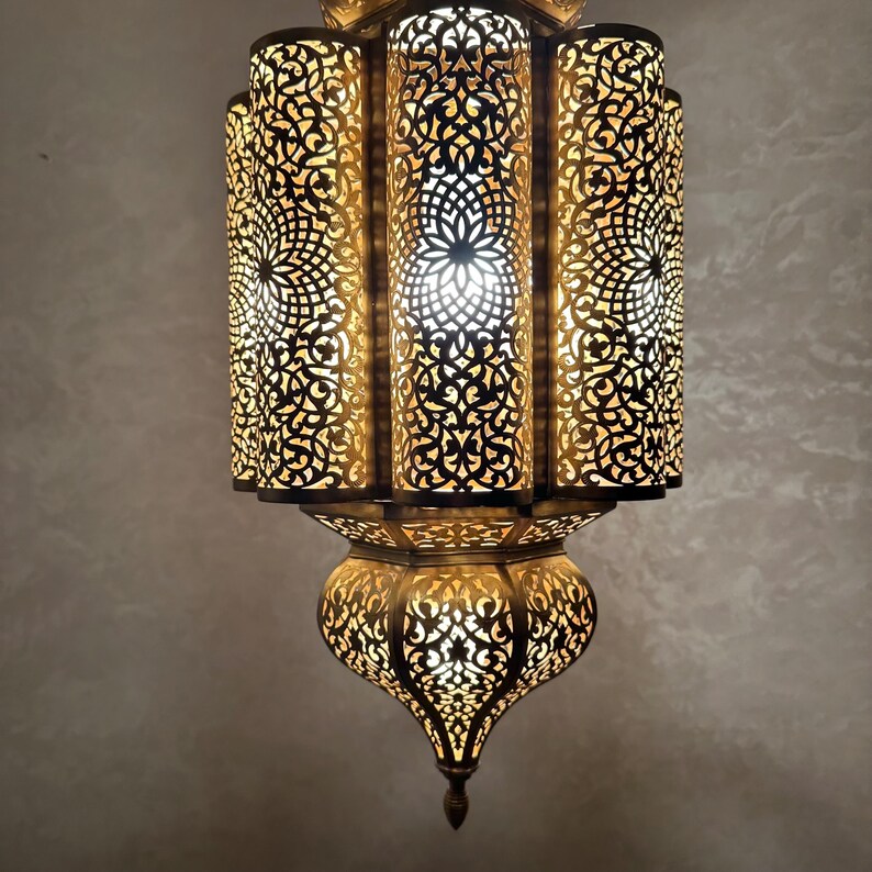 Order by Size : Moroccan Handmade Brass Ceiling Pendant Light (Baya)