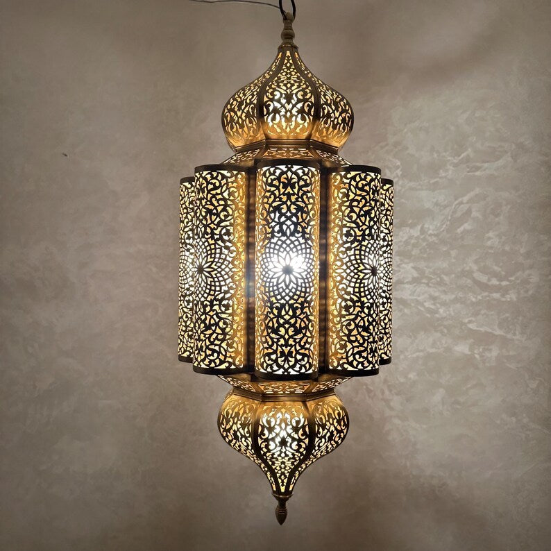 Order by Size : Moroccan Handmade Brass Ceiling Pendant Light (Baya)