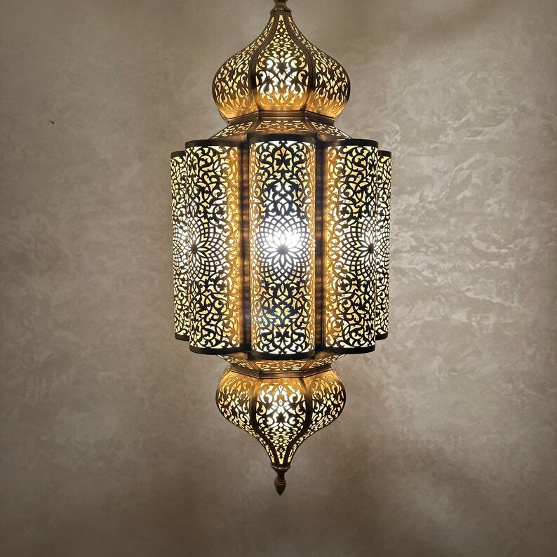 Order by Size : Moroccan Handmade Brass Ceiling Pendant Light (Baya)
