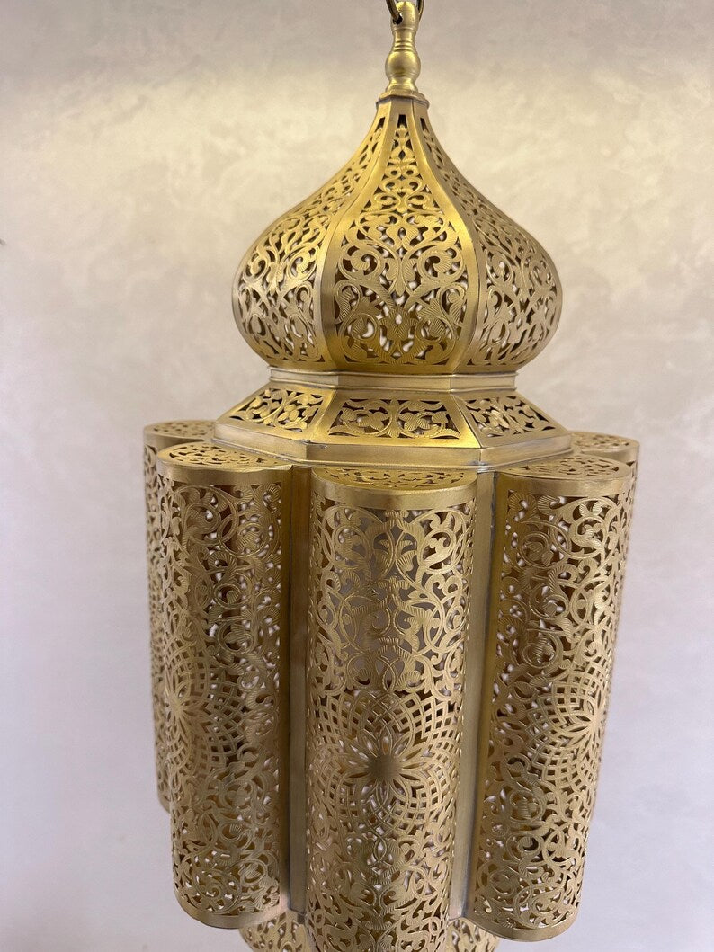 Order by Size : Moroccan Handmade Brass Ceiling Pendant Light (Baya)