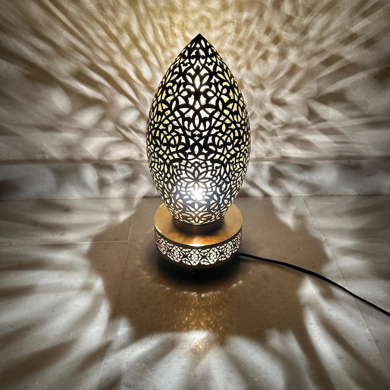 Moroccan Handmade Brass Table Lamp (Adrar)