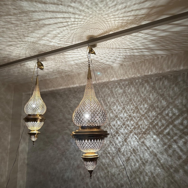 Order by Size : Moroccan Handmade Brass Ceiling Pendant Light (Tadda)