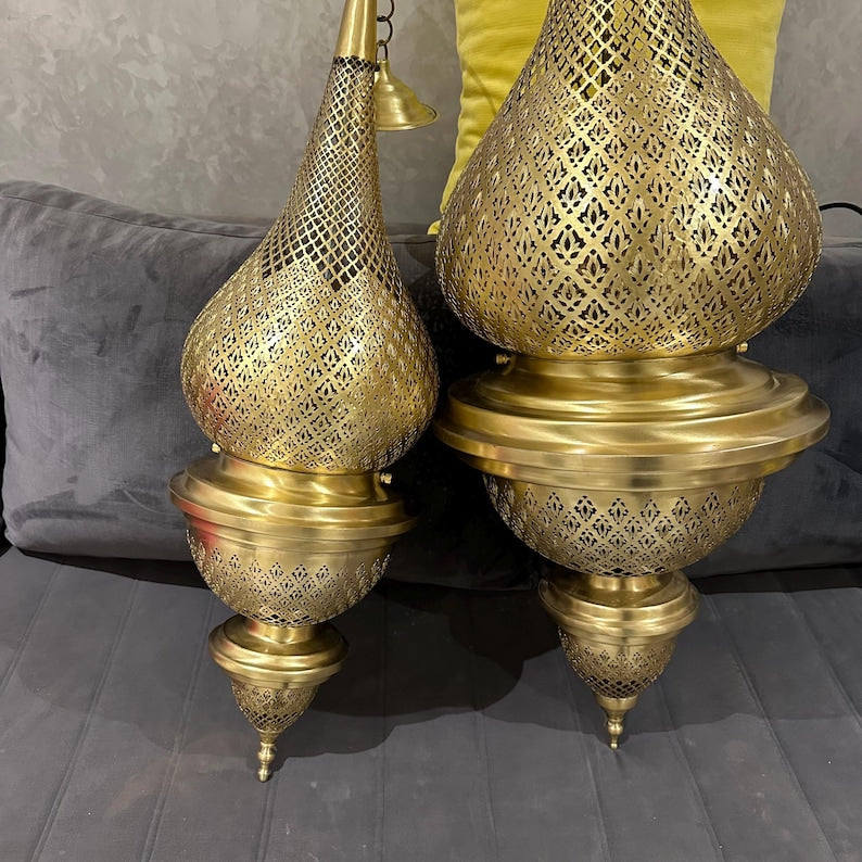 Order by Size : Moroccan Handmade Brass Ceiling Pendant Light (Tadda)