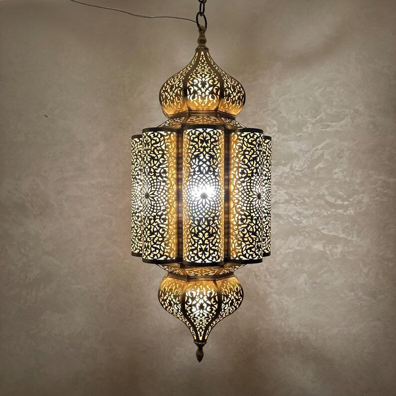 Order by Size : Moroccan Handmade Brass Ceiling Pendant Light (Baya)