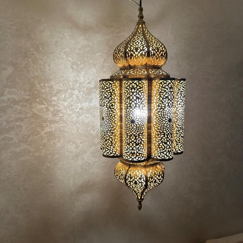 Order by Size : Moroccan Handmade Brass Ceiling Pendant Light (Baya)
