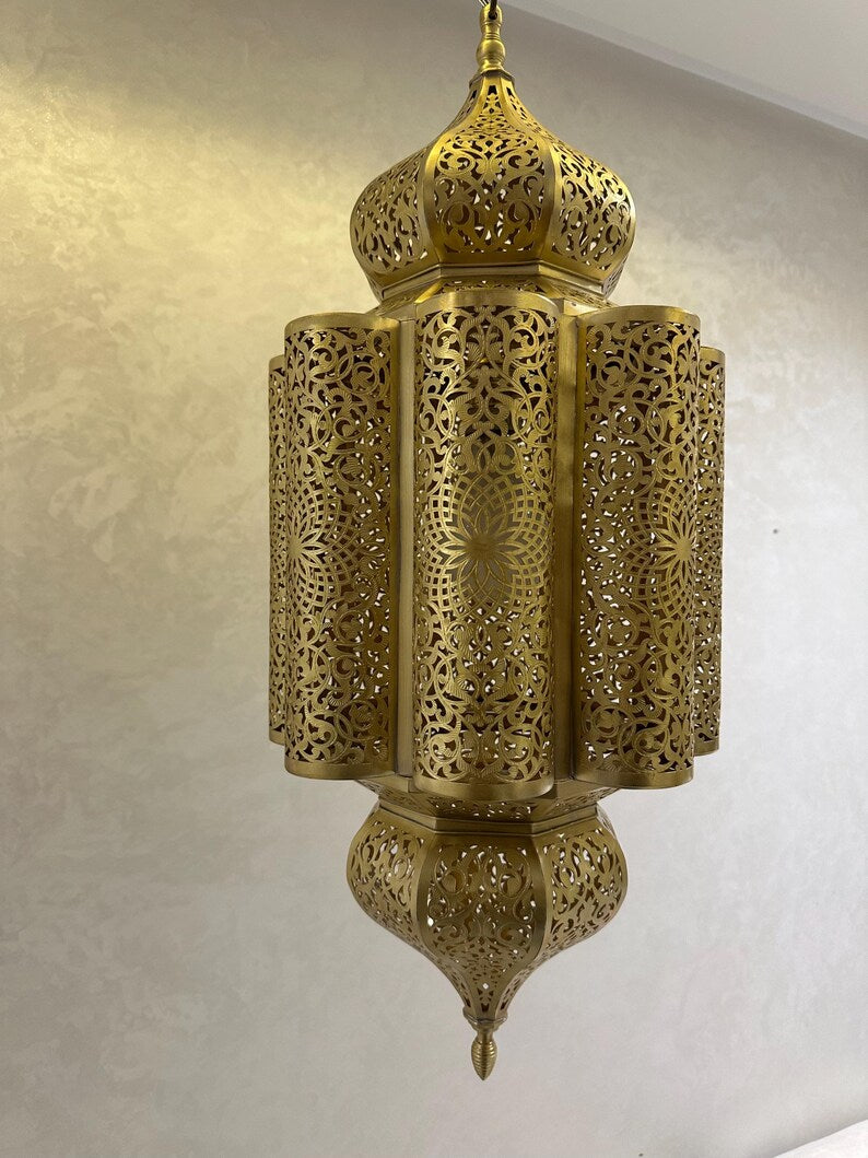Order by Size : Moroccan Handmade Brass Ceiling Pendant Light (Baya)