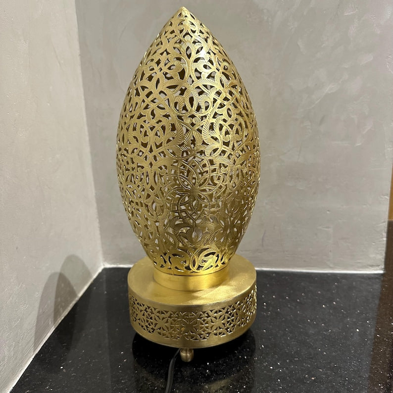 Moroccan Handmade Brass Table Lamp (Adrar)