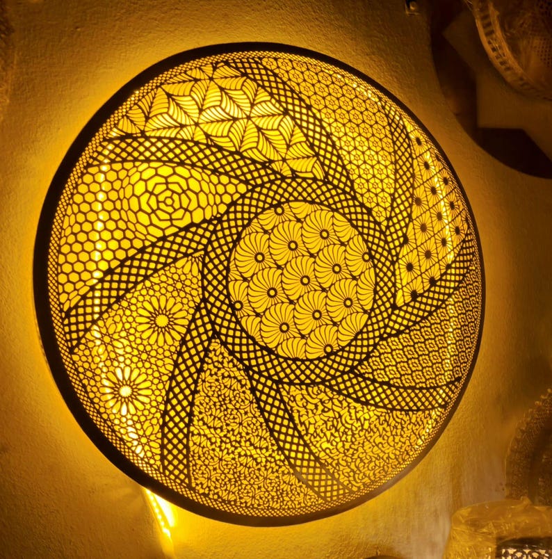 Order by Size : Moroccan handmade brass round wall light lamp ( Fes)