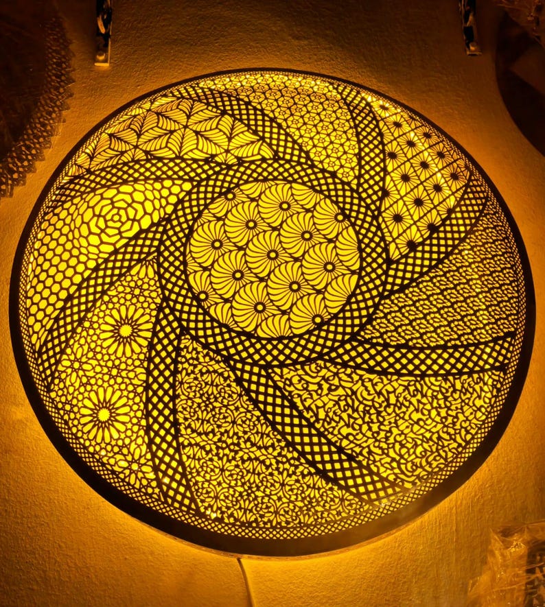 Order by Size : Moroccan handmade brass round wall light lamp ( Fes)