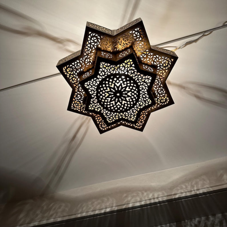 Order by Size : Moroccan Handmade Brass Ceiling Pendant Light (Inara)