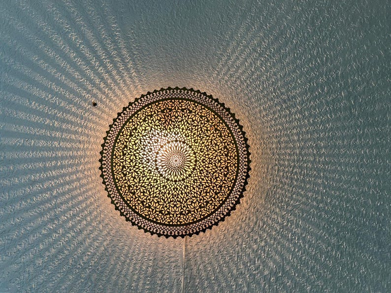 Order by Size : Moroccan handmade brass round wall light lamp ( Agadir)