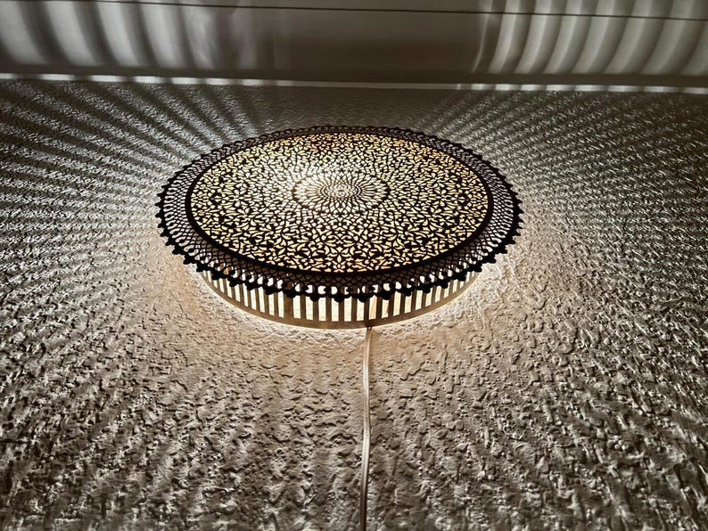 Order by Size : Moroccan handmade brass round wall light lamp ( Agadir)