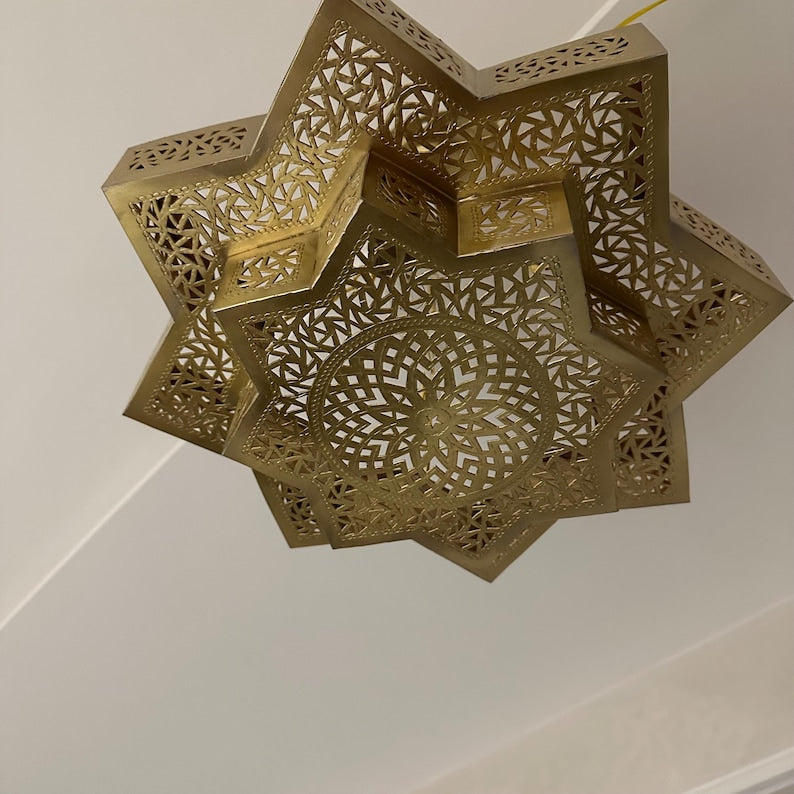 Order by Size : Moroccan Handmade Brass Ceiling Pendant Light (Inara)