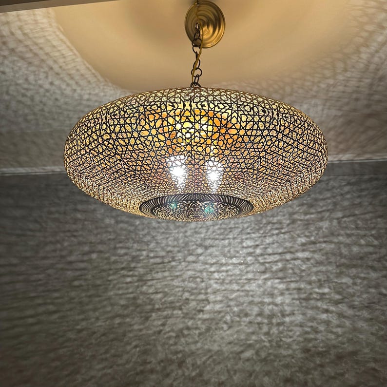 Order by Size : Moroccan Handmade Brass Ceiling Pendant Light (Arisha)