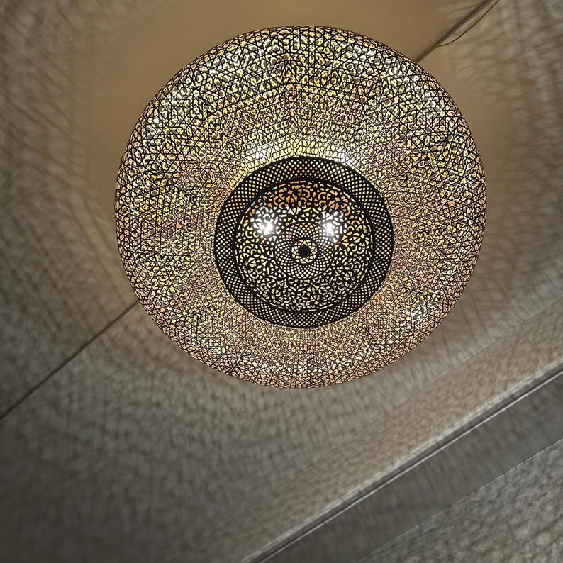 Order by Size : Moroccan Handmade Brass Ceiling Pendant Light (Arisha)