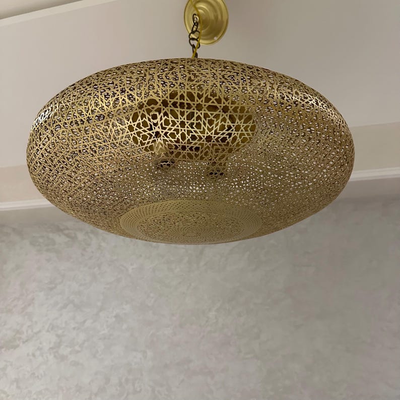 Order by Size : Moroccan Handmade Brass Ceiling Pendant Light (Arisha)