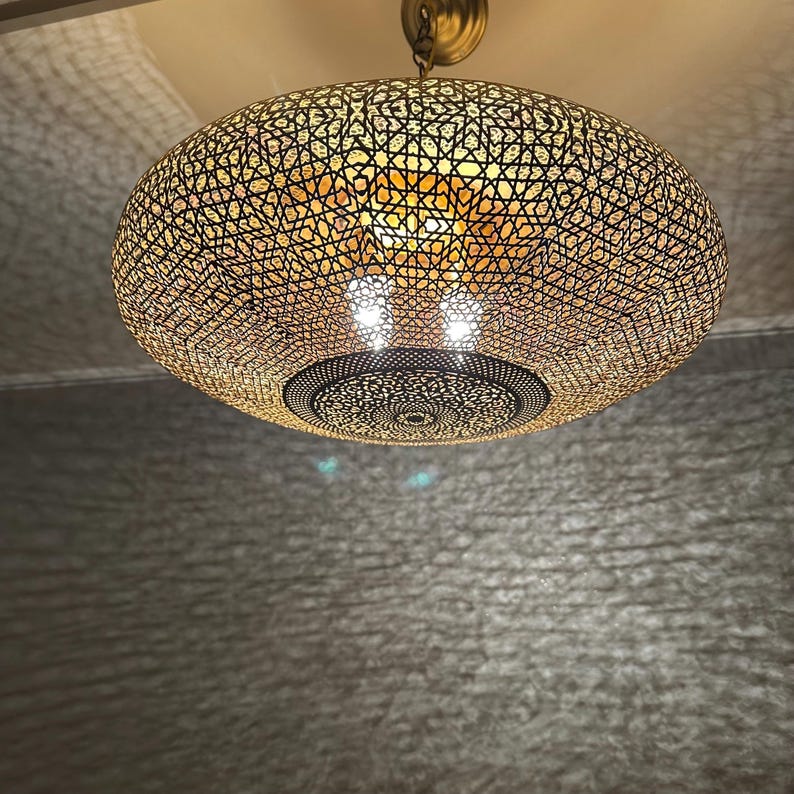 Order by Size : Moroccan Handmade Brass Ceiling Pendant Light (Arisha)