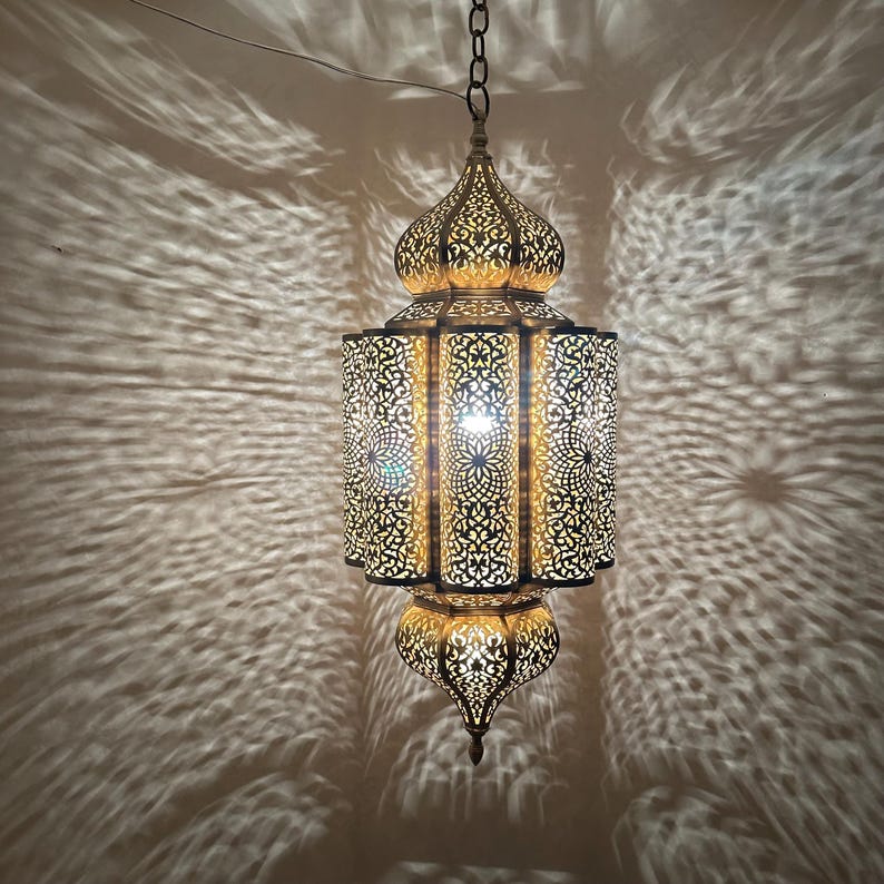 Order by Size : Moroccan Handmade Brass Ceiling Pendant Light (Eimaan)