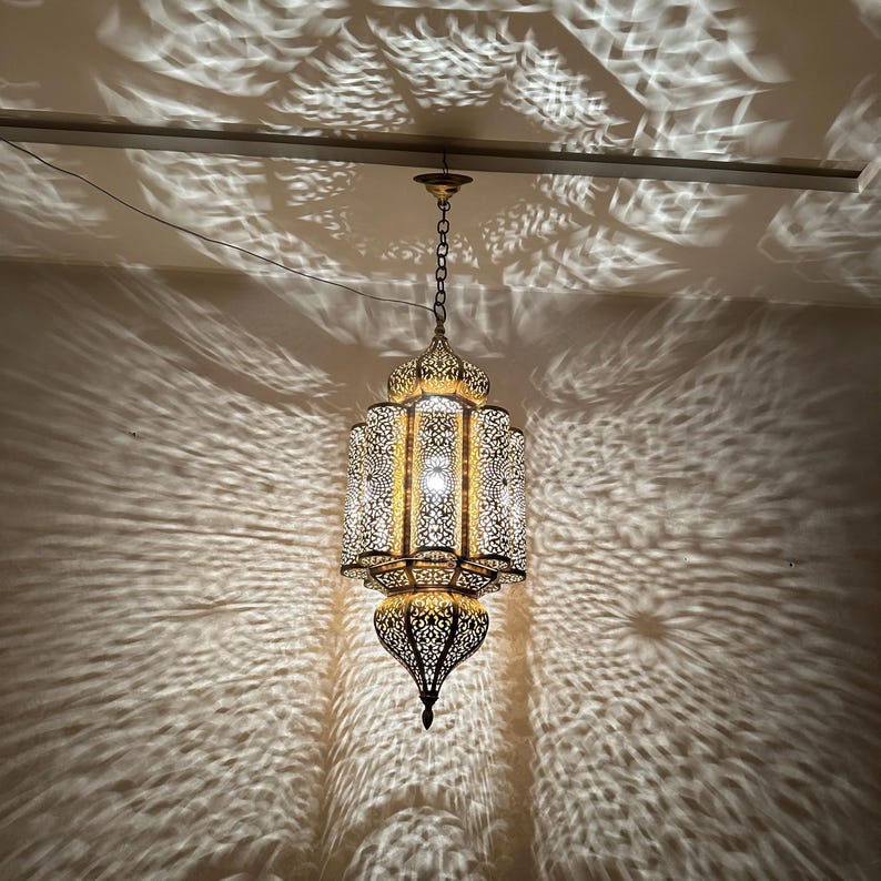 Order by Size : Moroccan Handmade Brass Ceiling Pendant Light (Eimaan)