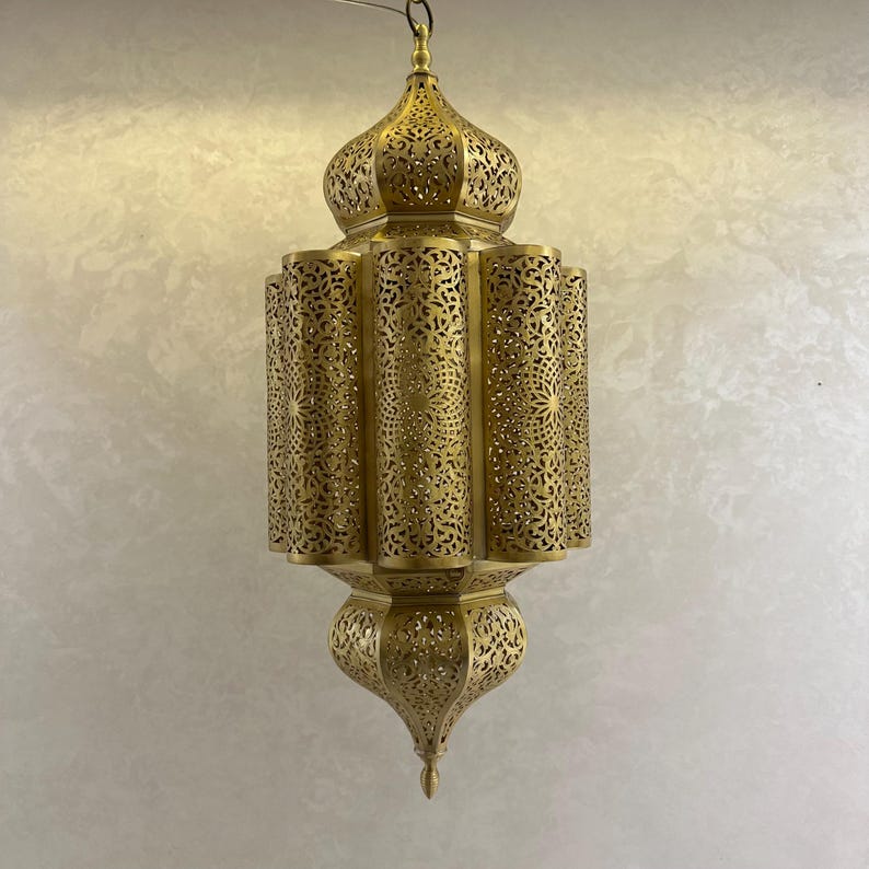 Order by Size : Moroccan Handmade Brass Ceiling Pendant Light (Eimaan)