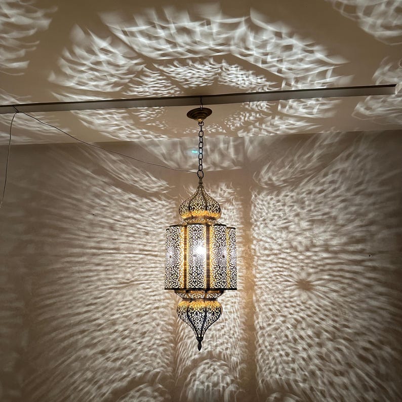 Order by Size : Moroccan Handmade Brass Ceiling Pendant Light (Eimaan)