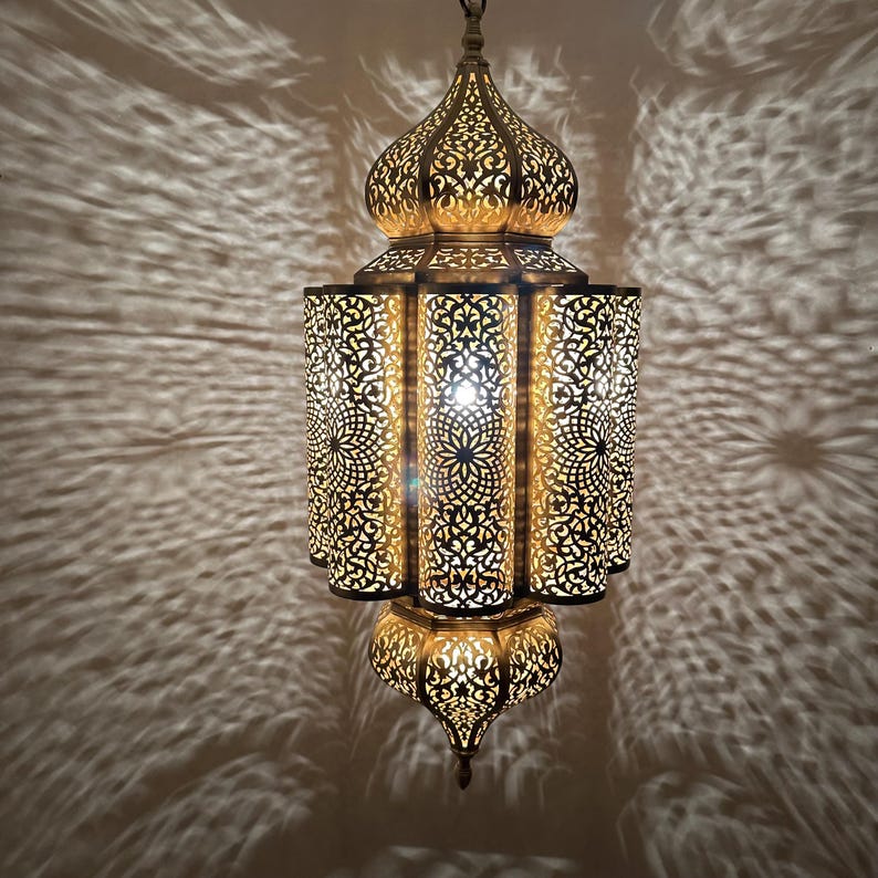 Order by Size : Moroccan Handmade Brass Ceiling Pendant Light (Eimaan)