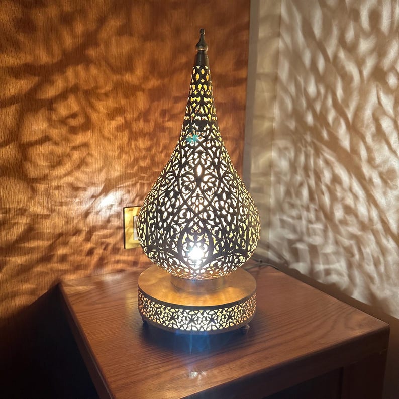 Moroccan Handmade Brass Table Lamp (Bahar)