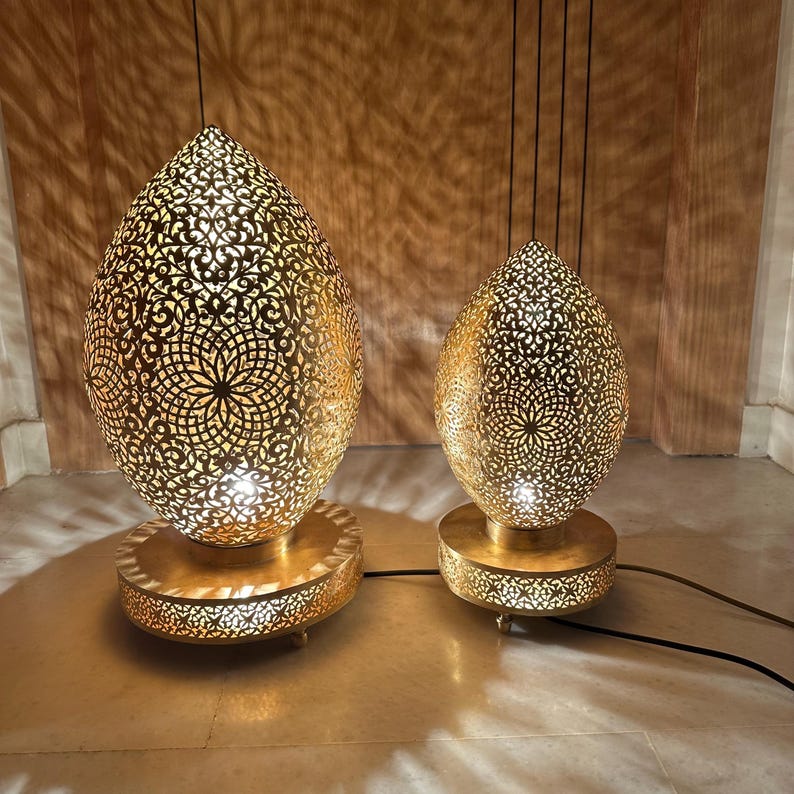 Order by Size : Moroccan Handmade Brass Table Lamp (Asmahan)