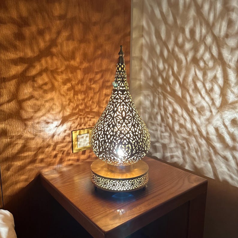 Moroccan Handmade Brass Table Lamp (Bahar)