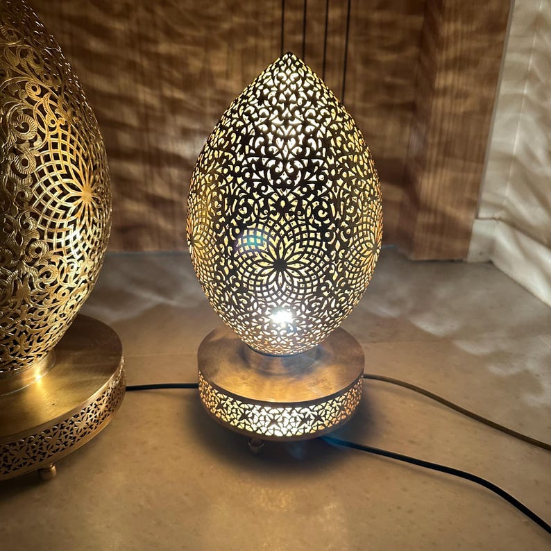 Order by Size : Moroccan Handmade Brass Table Lamp (Asmahan)