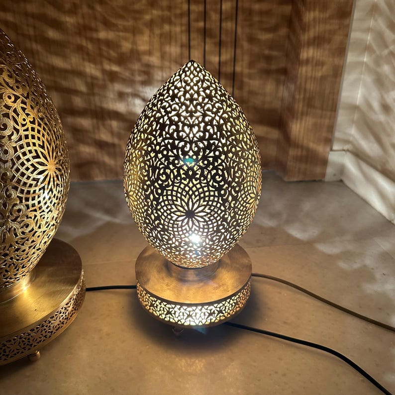 Order by Size : Moroccan Handmade Brass Table Lamp (Asmahan)