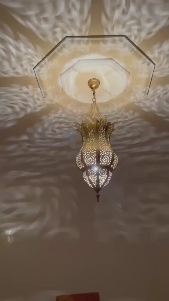 Order by Size : Moroccan Handmade Brass Ceiling Pendant Light (Becca)