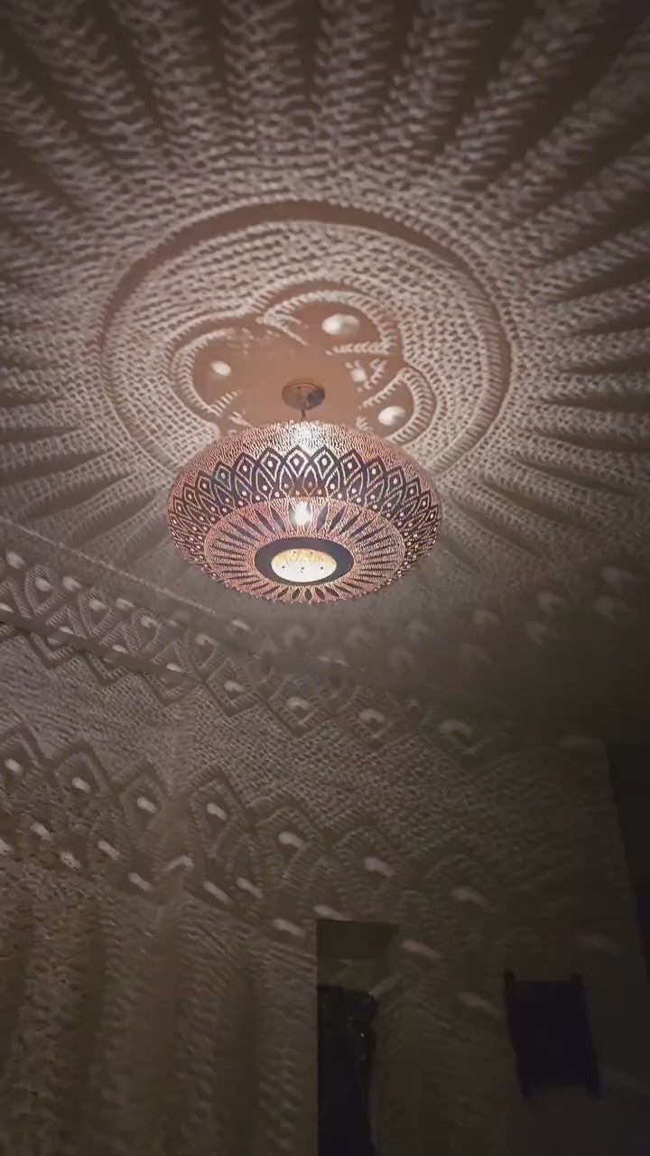 Order by Size : Moroccan Handmade Brass Ceiling Pendant Light (Tahira)